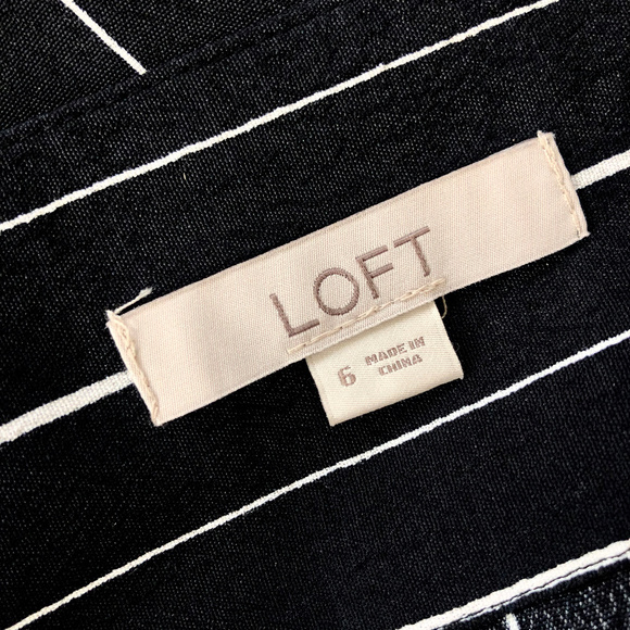 LOFT NWOT Black/White Striped Midi Skirt - Picture 5 of 7